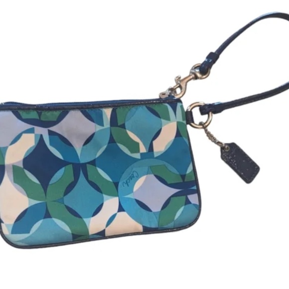 COACH Poppy Wristlet EUC blue green kaleidoscope RARE - Picture 5 of 7